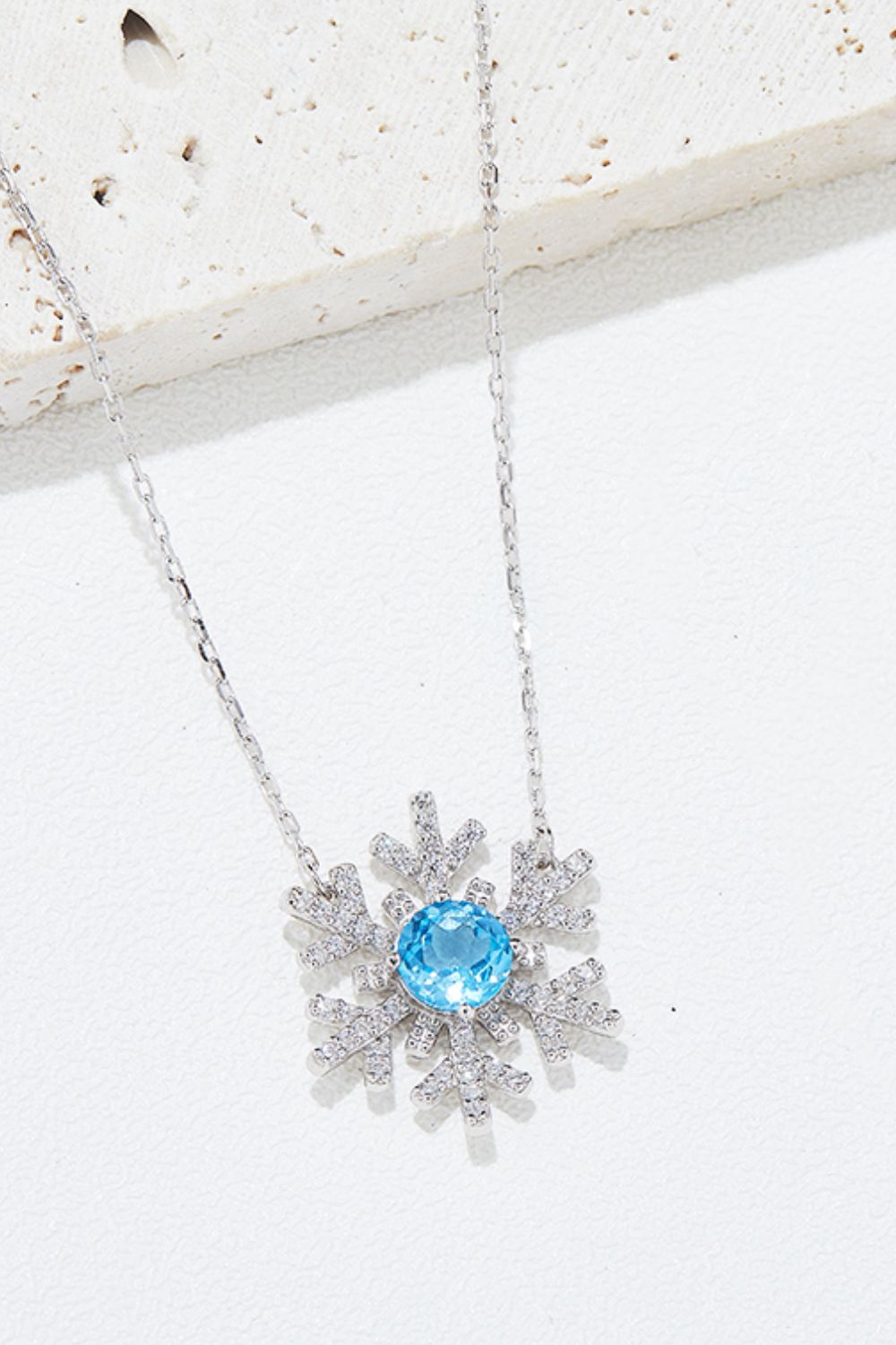 925 Sterling Silver Topaz Snowflake Shape Necklace Silver One Size 6e1d117d-a880-4f15-a619-7cf79fa16809-Max Trendsi