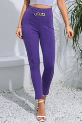 Chain Detail Slim Fit Cropped Pants Electric Purple 6e8ebced57f34ff88eec9850ea77815e-Max Trendsi