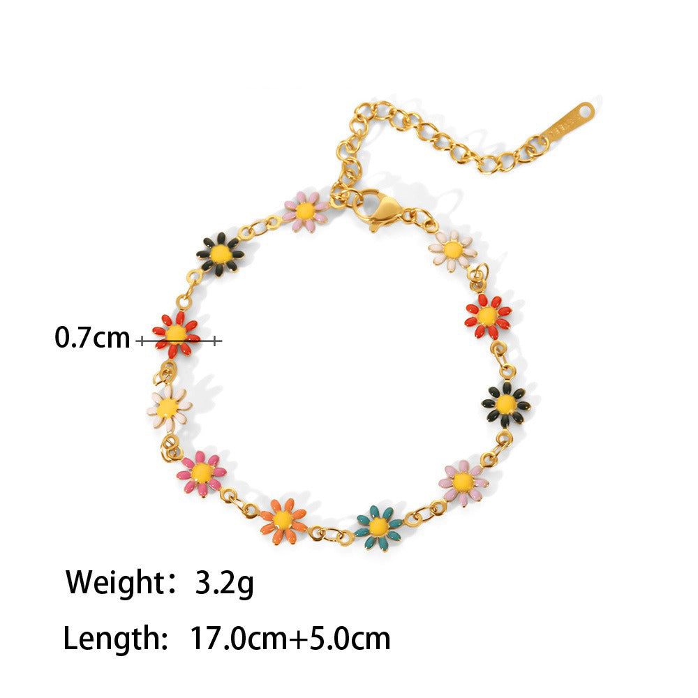 18K gold exquisite noble flower/daisy design light luxury style necklace bracelet ring earrings set Style H-Bracelet-35-Color 6ee9c7f2-26d9-4c31-acae-880fceff737b Glownestbest