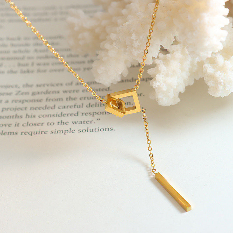 Fashion Simple Geometric Square Long Tassel Necklace 6f183a87-ec26-40d2-98c0-9516f3d64249 Artshiney