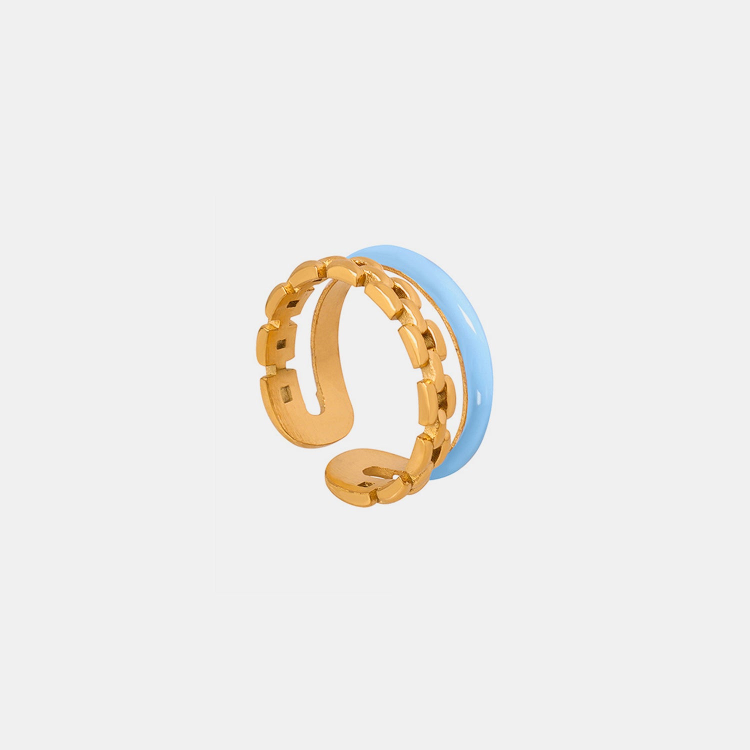 Enamel 18K Gold-Plated Open Ring Light Blue 7 6f3344d5-1d3b-4201-b743-8b548e29de0b-Max Trendsi