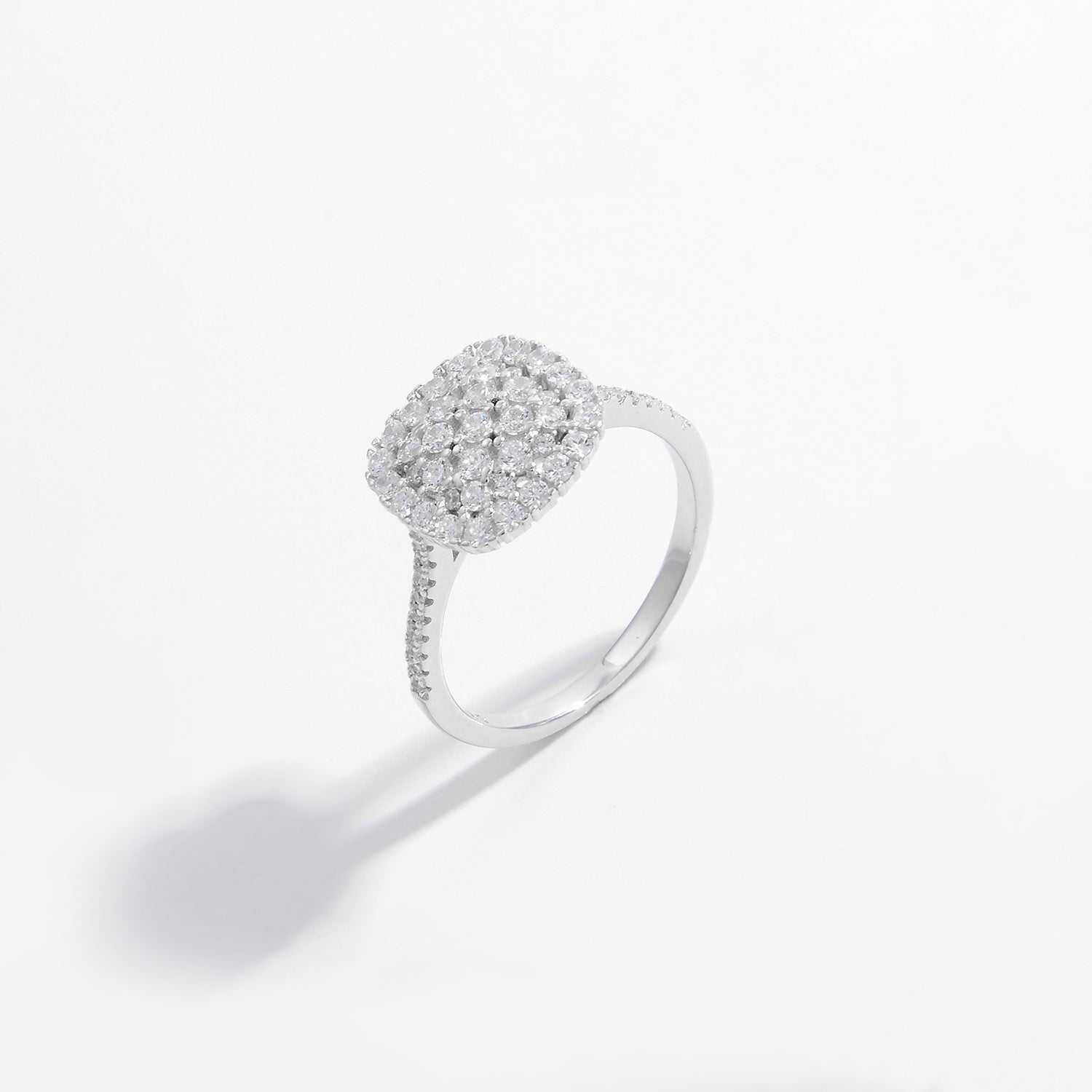 925 Sterling Silver Inlaid Zircon Square Shape Ring 6f4e207a-1f8a-42d0-be2b-d769cc0ddfdb-Max Trendsi