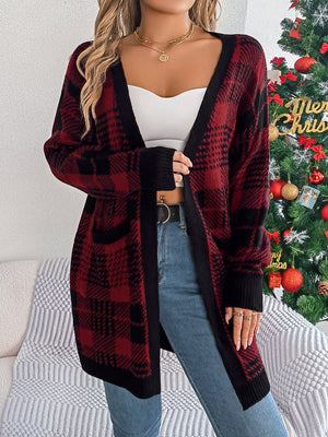 Plaid Open Front Long Sleeve Cardigan 6f78bc56-30b0-4fd3-a115-97ab827c7337-Max Glownestbest