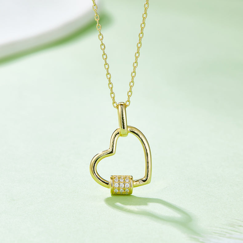 Moissanite 925 Sterling Silver Heart Shape Necklace Gold One Size 6f92470c964347a296c1184cfd76f593-Max Trendsi