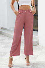 Pocketed High Waist Pants Dusty Pink 70033118-5bf1-43a1-a21d-9413bf0a1573-Max Trendsi