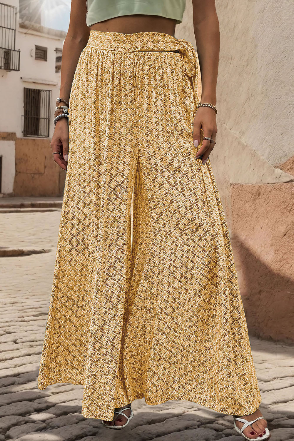 Perfee Printed Tied Wide Leg Pants 70081993-415f-47d8-9438-56bfe63681d2-Max Trendsi