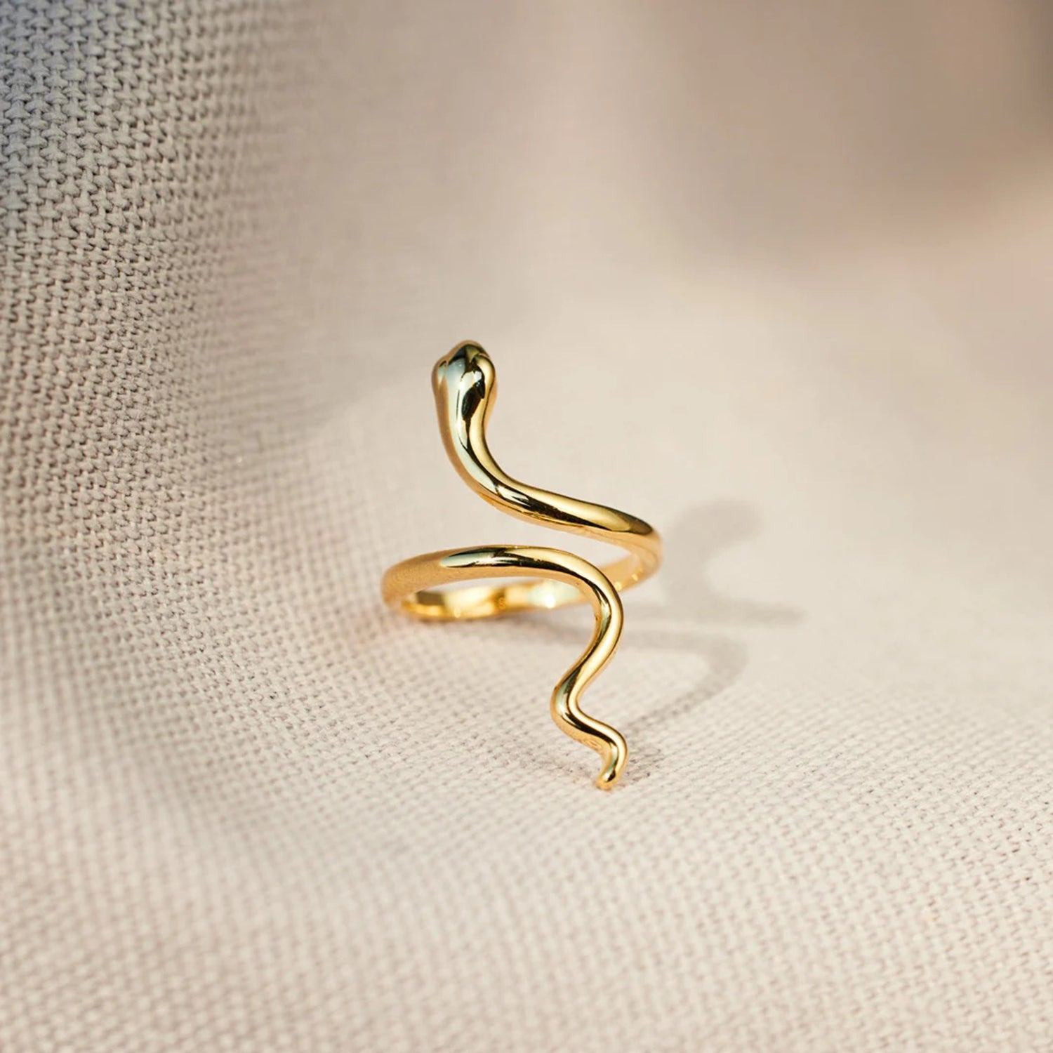 Snake Shape 18K Gold-Plated Bypass Ring Gold 7 701bbfce-1703-435f-a793-21f57dcd2b2c-Max Trendsi