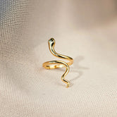 Snake Shape 18K Gold-Plated Bypass Ring Gold 7 701bbfce-1703-435f-a793-21f57dcd2b2c-Max Trendsi