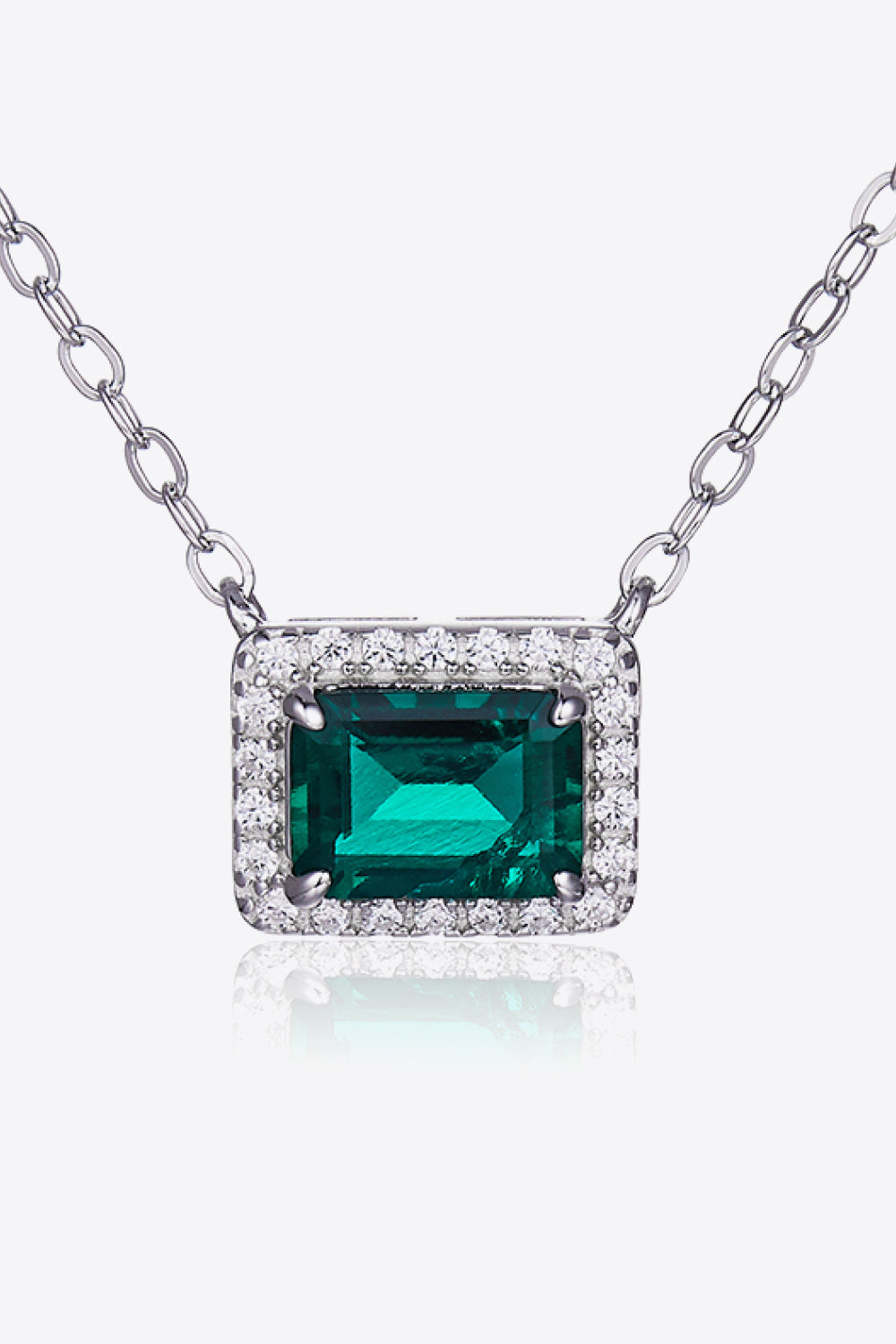 Lab-Grown Emerald Rectangle Pendant Necklace Dark Green One Size 701d4cef67254ecbb51871eb2d9c9984-Max Trendsi