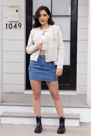 Glownestbest® | Button Up Round Neck Cardigan White 703ff9e011834dbaa9dd09c565bb5fe2-Max Glownestbest