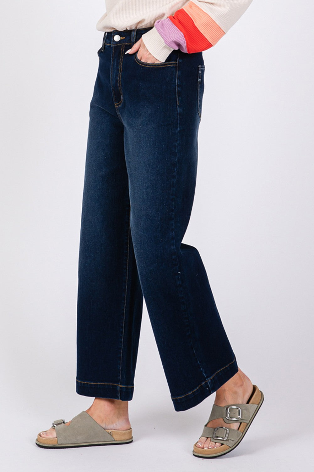SAGE + FIG High Waist Wide Leg Jeans 70c15920-e64c-47ce-a169-a250060aa87f-Max Trendsi