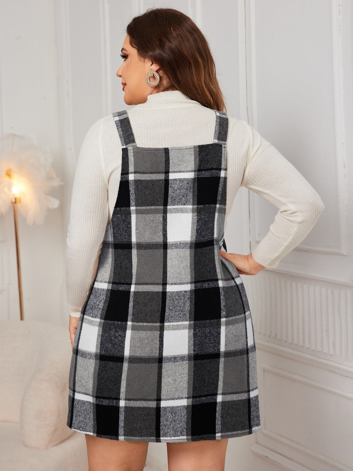 Honey Plus Size Plaid Wide Strap Overall Dress 70cd3b5d-3eb0-4613-b6ce-4438d64e6476-Max Glownestbest