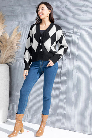Geometric Button Up Dropped Shoulder Cardigan 70e46bbe-ea2d-472c-8df3-bb3ce366812a-Max Glownestbest