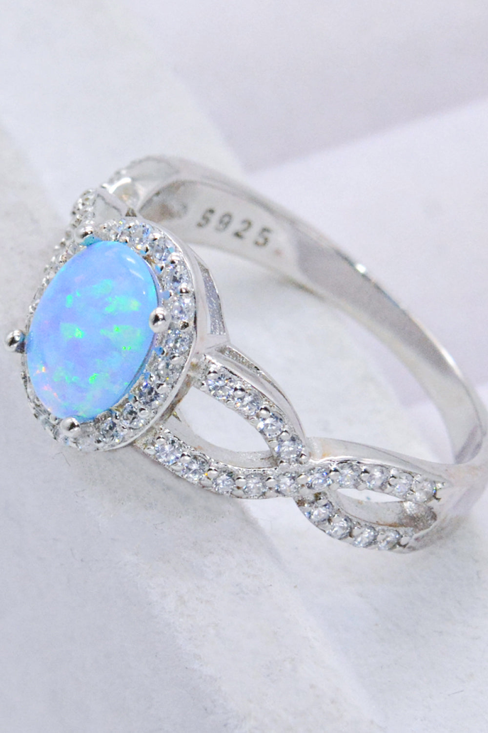 925 Sterling Silver Opal Halo Ring 70ffff0f053e4ee0af1b6bea63fa7473-Max Trendsi