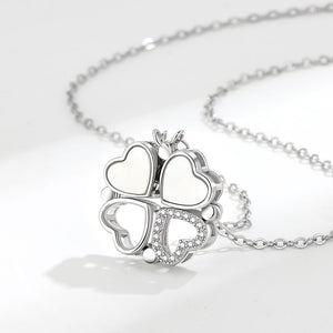Trendy and personalized four-leaf clover and heart, a two-wear design and versatile necklace Silver 71199eed-e830-48c9-9928-833a832d883e Artshiney