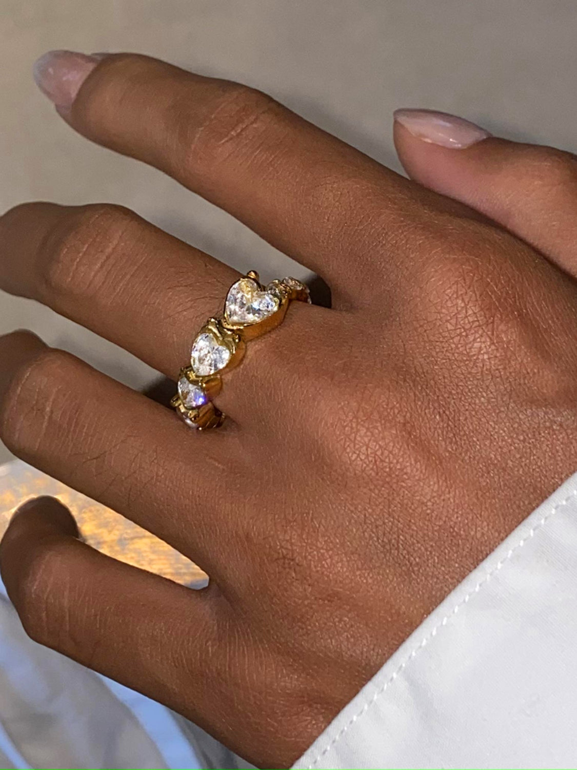 Stainless Steel Heart Rhinestone Ring 711c1e1c-5a5d-438b-9590-c2fd60b7c5a9-Max Trendsi