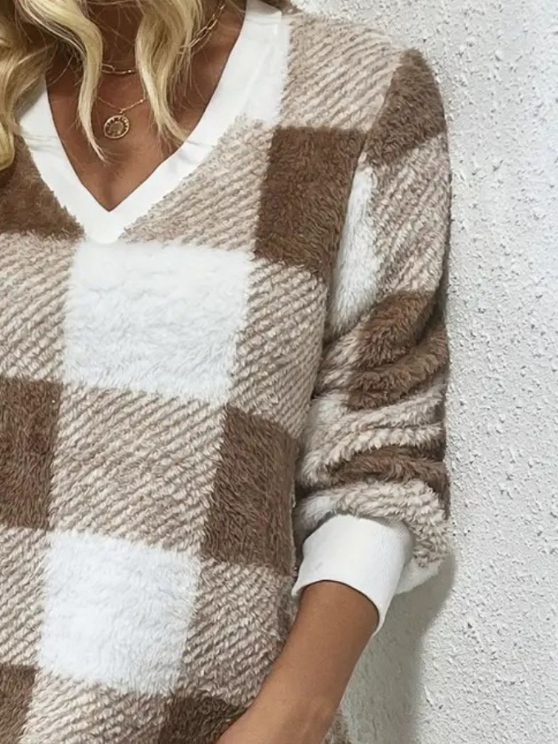 Plaid V-Neck Long Sleeve Dress 7174e5db-74e3-4875-b9c7-6c887ea00ba4-Max Glownestbest