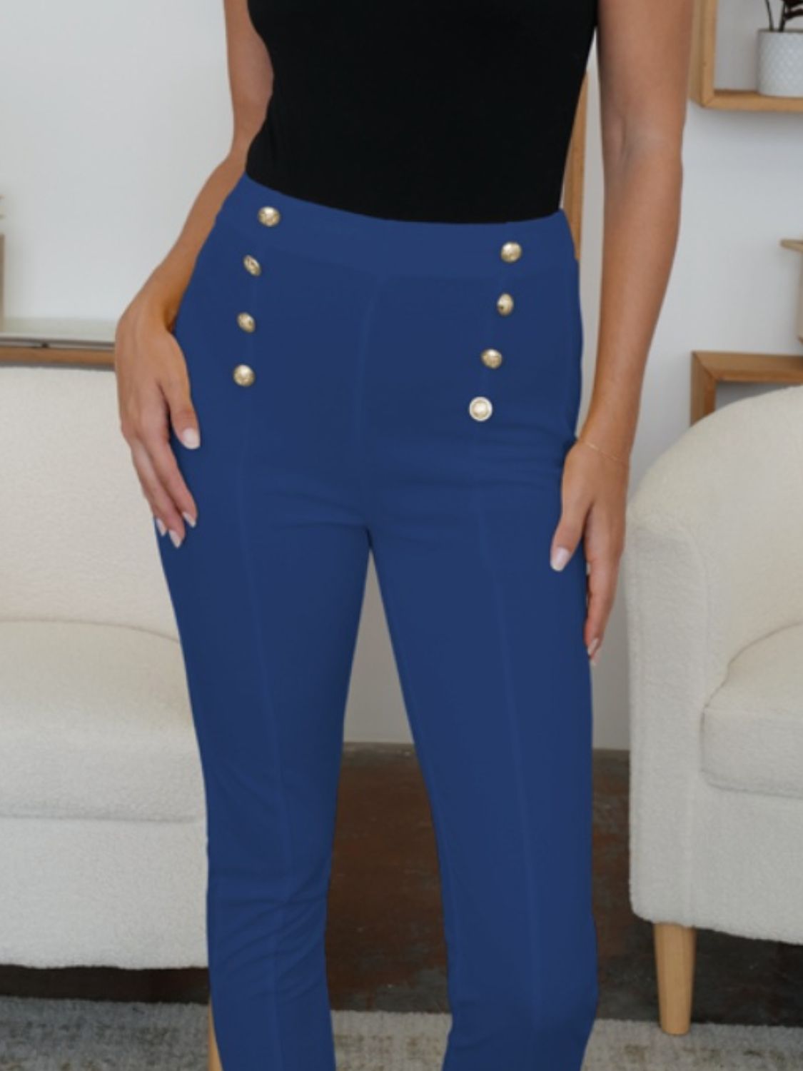 FAM-FAM High Waist Skinny Pants 71858efe-ba24-4c19-9220-f3de193f94ab-Max Trendsi