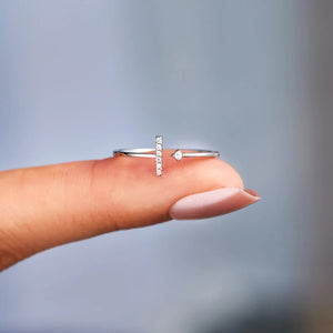 T Shape Inlaid Zircon 925 Sterling Silver Open Ring 71965d84-becf-4e0e-bdc5-19b5a1b51520-Max Trendsi