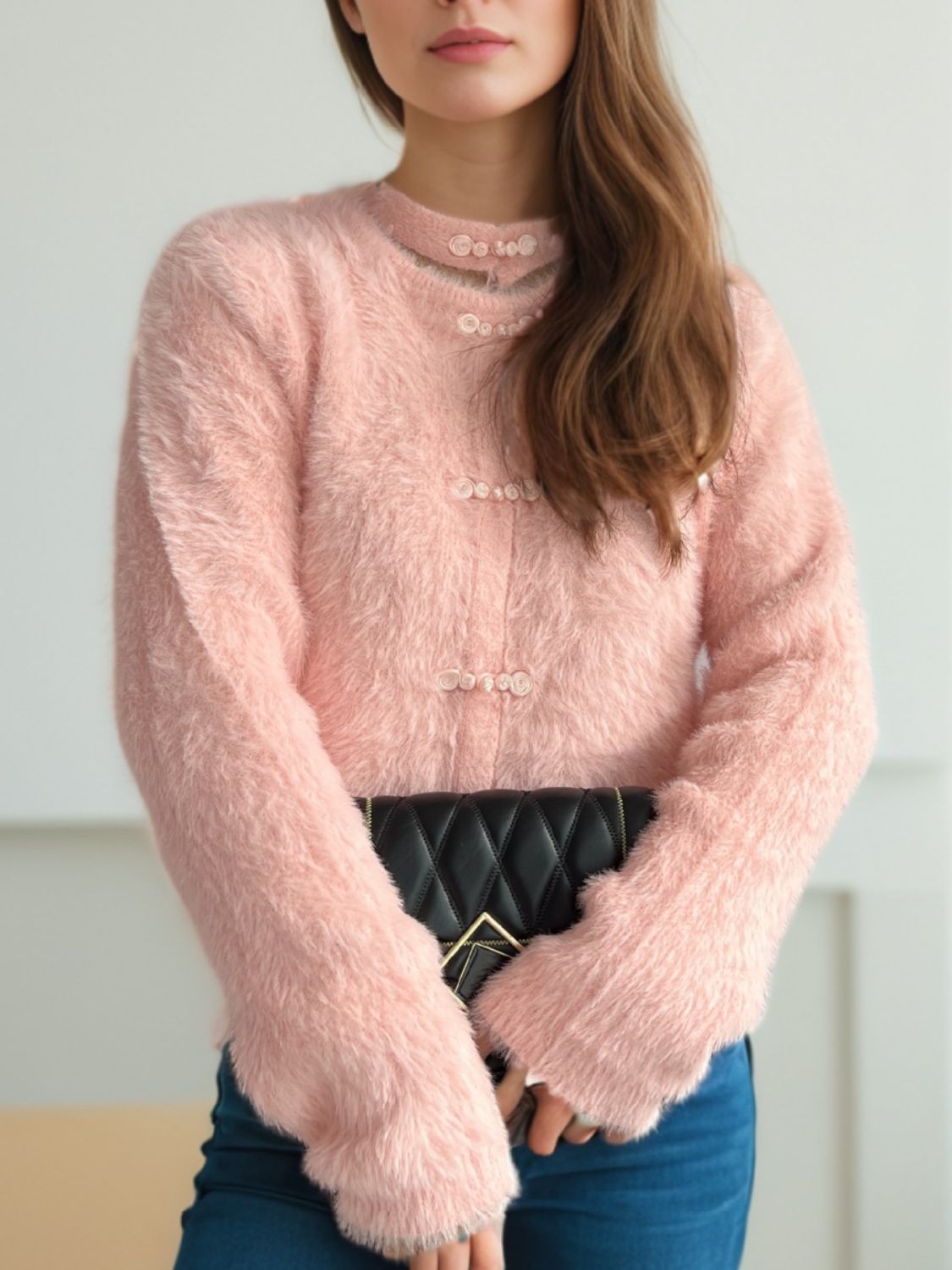 Cutout Knot Button Long Sleeve Cardigan Pale Blush One Size 71abfcda-5895-4993-bb64-98a56a8ae4d3-Max Glownestbest