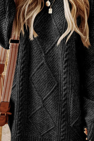 Cable-Knit Round Neck Sweater Dress 71cb547e-3022-428d-952e-d11840f8770f-Max Glownestbest