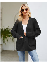 Open Front Raglan Sleeve Pocketed Cardigan Black 71d7f1a6-8c04-4a20-a90d-ca556899c91a-Max Glownestbest
