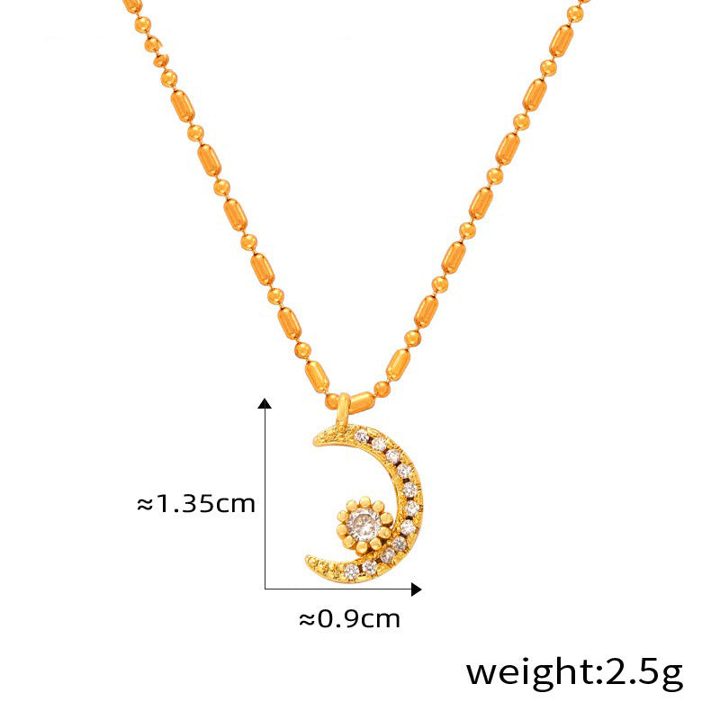 18K gold noble personality wings/hollow heart/arrow through the heart/umbrella/moon design light luxury style necklace moon 71eeb29e-5ae2-4873-ad47-2af4de32ddaa Artshiney