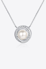 Moissanite Pearl Rhodium-Plated Necklace Silver One Size 71f39c95f383411bb2f8caba01b8c2cb-Max Trendsi