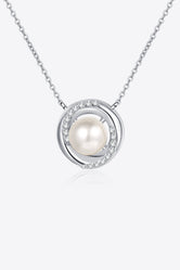 Moissanite Pearl Rhodium-Plated Necklace Silver One Size 71f39c95f383411bb2f8caba01b8c2cb-Max Trendsi