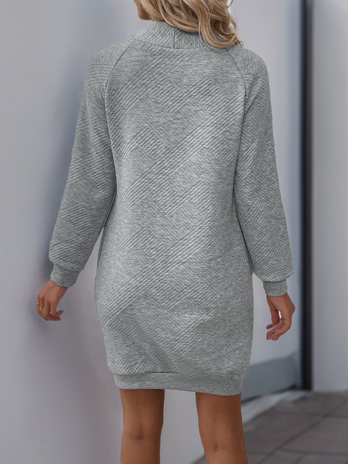 Perfee Texture Mock Neck Long Sleeve Mini Dress 7225b1d2-7701-4fd7-86ff-03745eb85ade-Max Glownestbest
