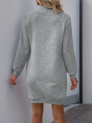 Perfee Texture Mock Neck Long Sleeve Mini Dress 7225b1d2-7701-4fd7-86ff-03745eb85ade-Max Glownestbest