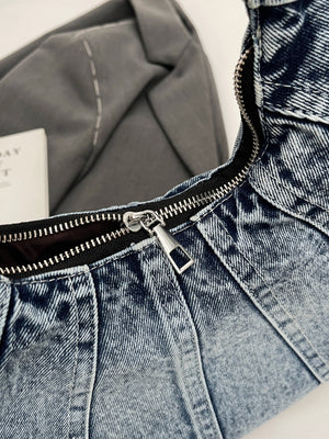 Crescent Shaped Denim Shoulder Bag 7247716d-3d7e-41f6-808c-71611733e9ef-Max Trendsi