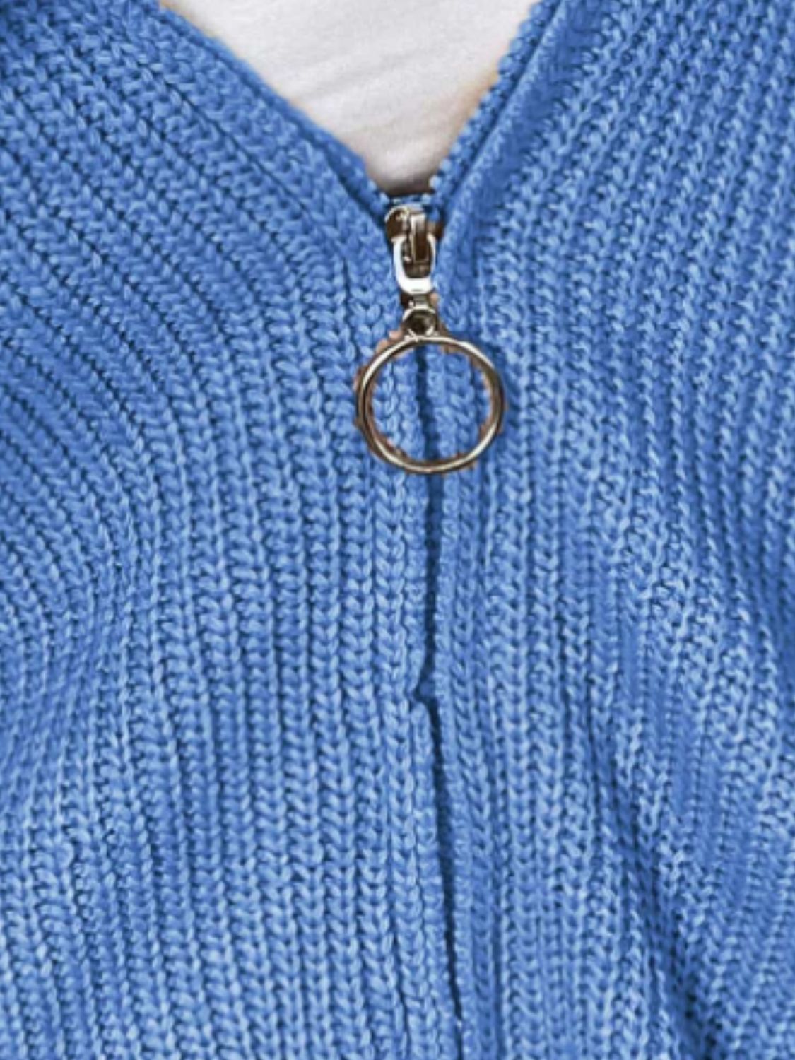 Zip-Up Drawstring Detail Hooded Cardigan 72ac65a711d74beb9ad2c015e774af43-Max Glownestbest