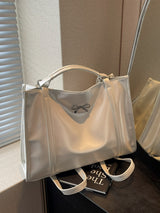 PU Leather Bow Shoulder Bag White One Size 72b6fac7-412b-46db-830d-b6206b5dd7f1-Max Trendsi