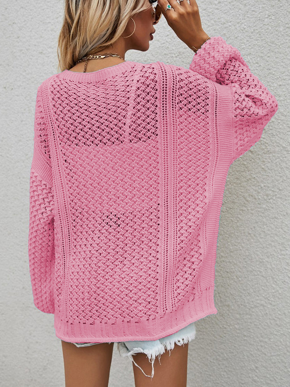 Glownestbest® | Openwork Button Front Cardigan 733288c0f9494f999342eb2773fec850-Max Glownestbest