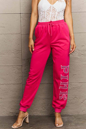 Simply Love Full Size PINK Graphic Sweatpants 7346413c007a4fe688fce07cb9a72e90-Max Trendsi