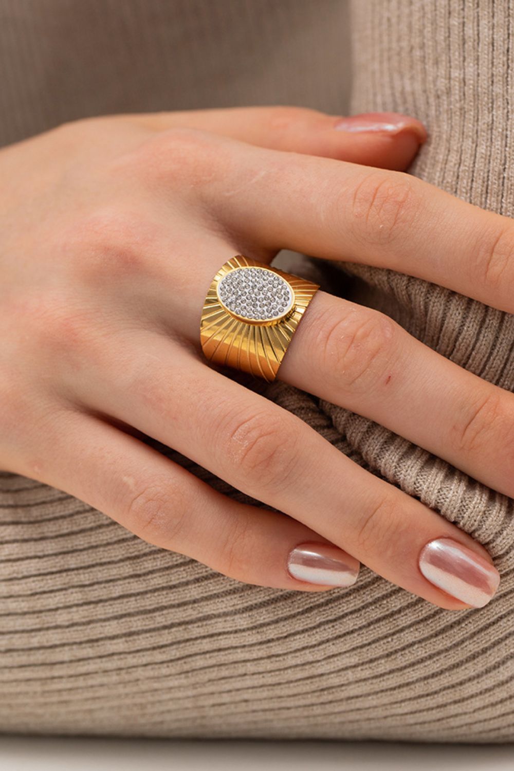 Wide Band Stainless Steel Open Ring White One Size 73c04329e8d24f4981200e857b56b8f4-Max Trendsi
