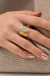 Wide Band Stainless Steel Open Ring White One Size 73c04329e8d24f4981200e857b56b8f4-Max Trendsi