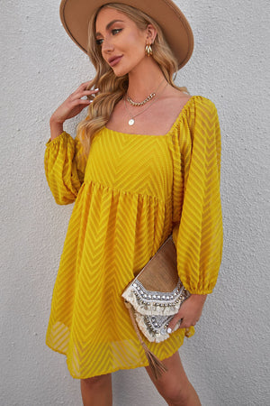 Textured Square Neck Mini Dress 74531017f6be43f9bc602ecc8e0cdefa-Max Glownestbest
