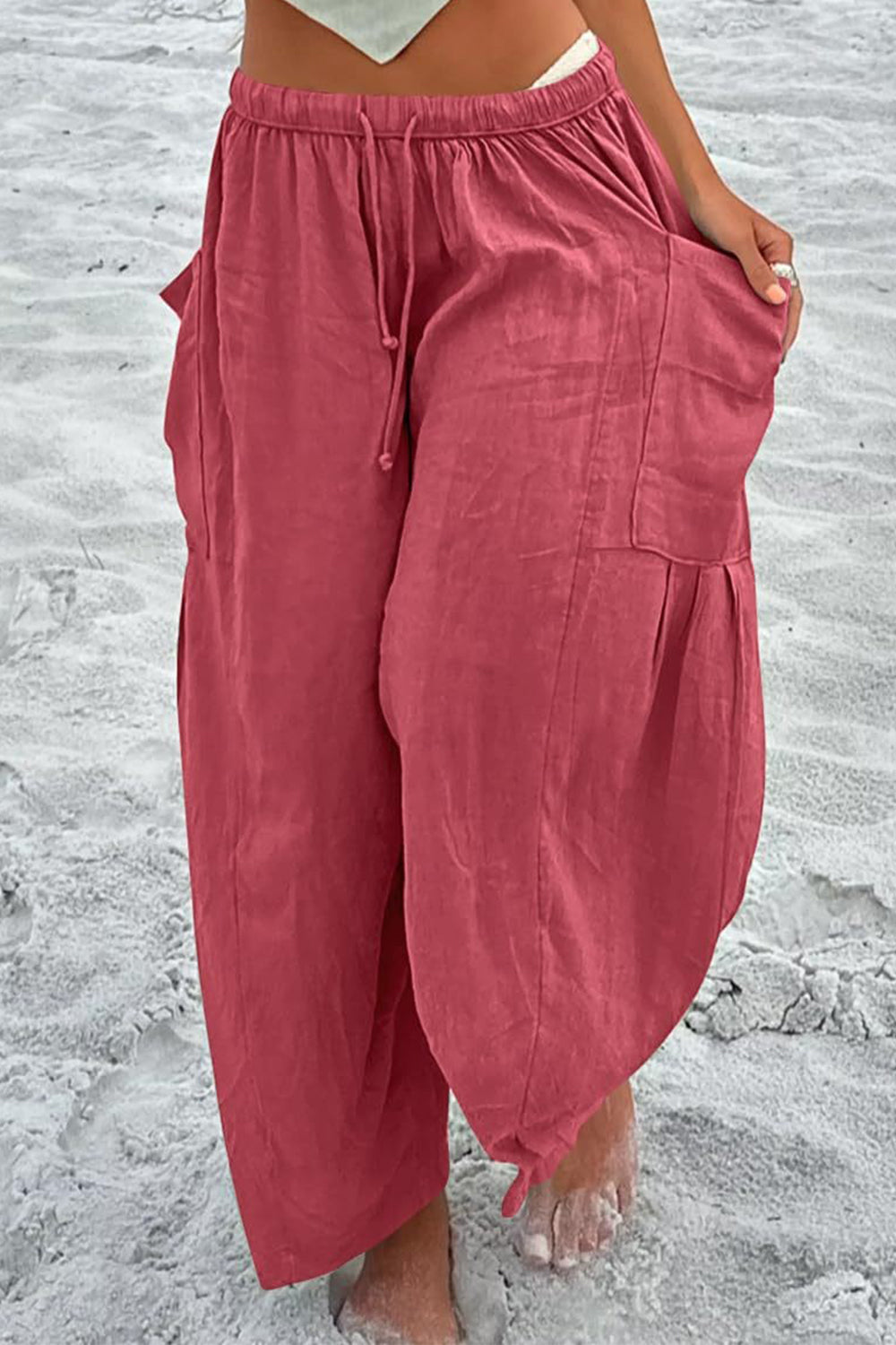 Full Size Pocketed Drawstring Wide Leg Pants 74871a9d-54f4-4200-9a14-cae5b6c9a551-Max Trendsi