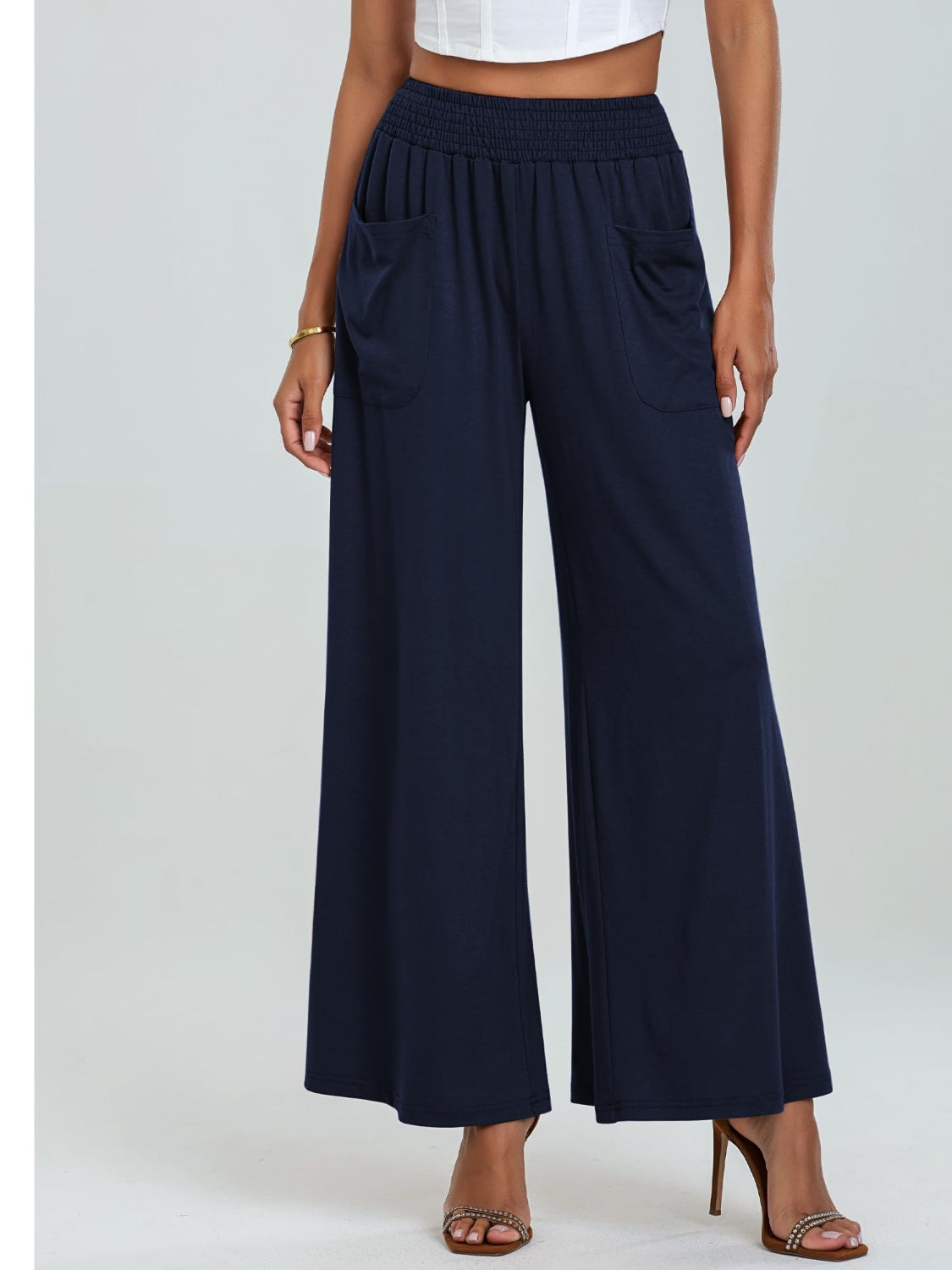 Pocketed Elastic Waist Wide Leg Pants 74e412bf-af3f-4e67-b37d-2789937f415b-Max Trendsi