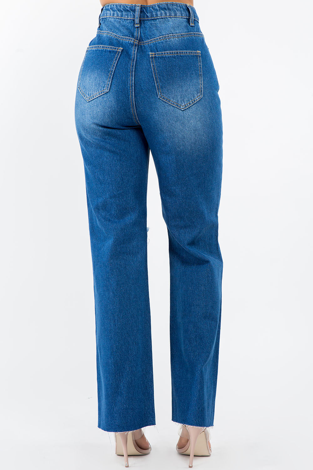 American Bazi High Waist Distressed Wide Leg Jeans 7521af31-e2ca-48f2-985d-e21eb87504f8-Max Trendsi