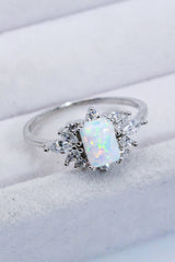 925 Sterling Silver Zircon and Opal Ring Opal 758cb2bc6b0c421a8a411f1d079505c3-Max Trendsi
