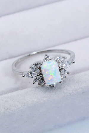 925 Sterling Silver Zircon and Opal Ring Opal 758cb2bc6b0c421a8a411f1d079505c3-Max Trendsi