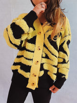 Contrast Button Up Long Sleeve Cardigan Gold One Size 7590c457-e3d9-478c-b685-2f9a3fad8deb-Max Glownestbest