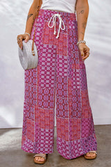 Full Size Drawstring Printed Wide Leg Pants Vivid Violet 75b0ce69-5d08-4248-80f2-2aff7148907d-Max Trendsi