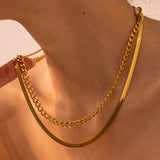 Glownestbest ® | 18K Gold-Plated Double Layered Necklace Gold One Size 75b8aa10-42cd-48cf-9cd1-b5628bcf2549-Max Glownestbest