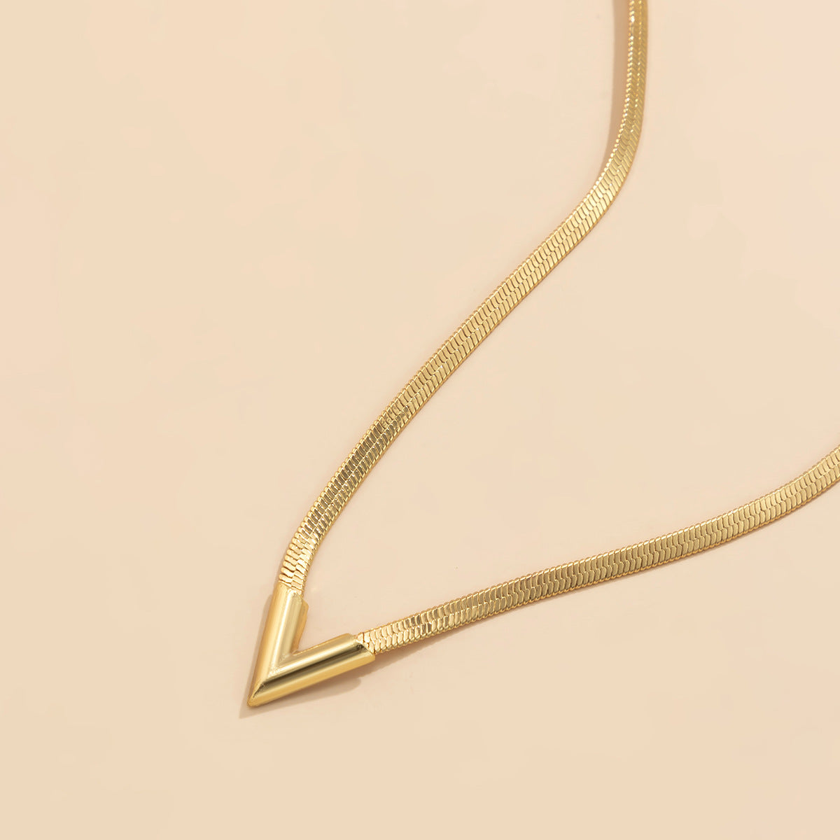 Fashion Simple V-Shaped Flat Snake Chain Necklace Gold 75f245ca-f6ed-4ac4-b47e-3f9b2e4a8ee9 Artshiney
