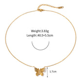 18K Gold Noble and Exquisite Butterfly Inlaid White Zircon Pendant Necklace Earrings Set Necklace 7635a8f6-6000-4c69-b833-14de037cc5d3 Artshiney