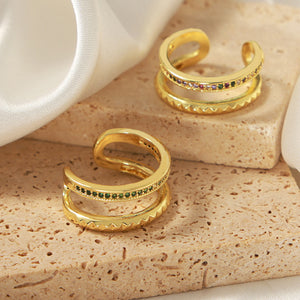 Gold-Plated Czech Diamond Double-Layered Ring 76ae5cfc-2cfd-4436-a789-41a5b16c9e8f-Max Trendsi